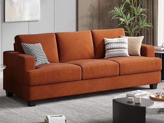 Fadware Sofa Couch 3 Seater Sofa with Suppleness Armrests Fabric Deep Seat Sofa with Upholstered Cushion&amp Backrests Modern Comfy Couch for Living Room Apartment