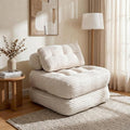 Boneless Chair Folding Sofa Bed with Pillow Sleeper Sofa with Back Support Sleeper Chair Portable Fold Out Chair Bed Comfy Foldable Mattress for Living Room Beige Single