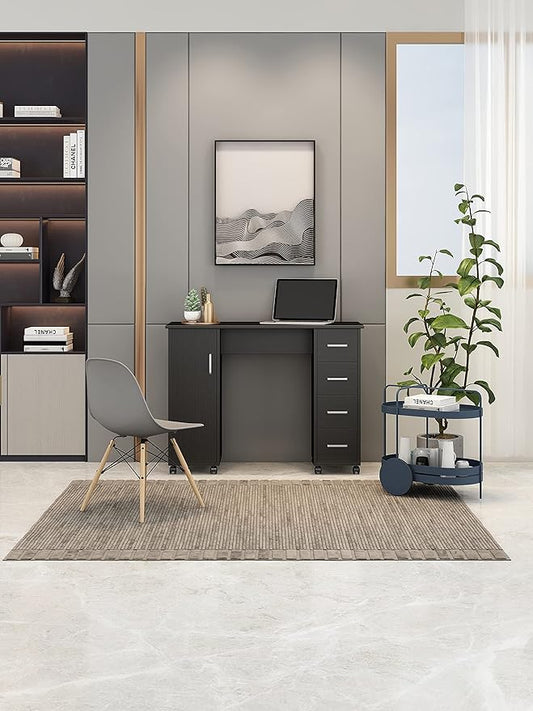 Home Office Computer Desk Table with Drawers White Black