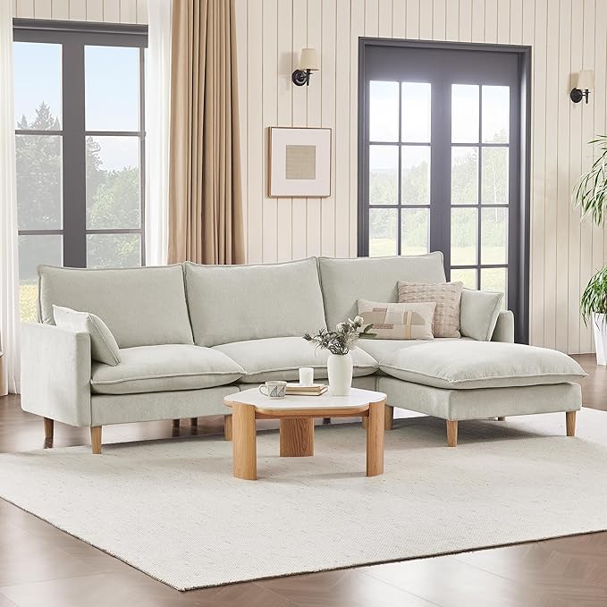 CHITA Modular Sectional Couch L-Shaped Oversized Cloud Couches for Living Room Mid Century Modern Sectional Sofa Comfy Chenille Sofas with Removable Cushions Light Gray