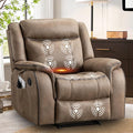 Massage Recliner Chair with Heat Faux Leather Recliner Chairs for Adults 39 Wide Manual Reclining Ergonomic Lounge Chair Overstuffed Wall Hugger Recliners for Living Room Nut Brown