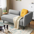 LINSY Small Loveseat Sofa Mid Century Modern Couch 2 Seater Loveseats for Small Spaces 57 Mini Couches for Bedroom Living Room Gray Linen Settee Couch with Removable Table and Pillow (Gray Left)
