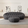 JACH Bubble Sofa with Ottoman Curved Couch Comfy Upholstered Sofa Mesh Fabric 3D Honeycomb Shape Modern Couch for Living Room Office Apartment Small Space (Grey)
