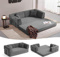 LINSY HOME Sofa Bed Couch - Convertible Boneless Couch Bed with 2 Pillow (Grey) | Folding Sofa Bed Corduroy Material No Assembly Compressed Sofa Couch in a Box