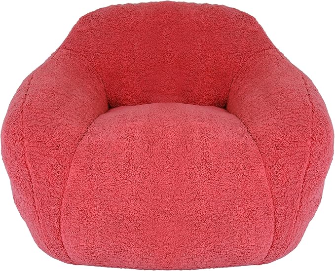 39 Single Armchair Sofa - Comfy Memory Foam &amp Soft Faux Fur | Modern Minimalist Design with Ergonomic Armrest for Living Room TV WatchingReadingRose Red