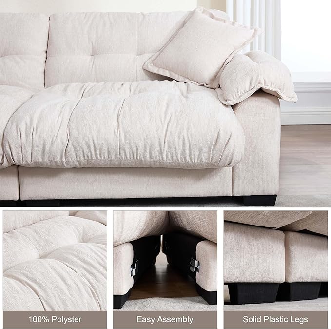 90.55 Cloud Loveseat for Living Room Modern Small Sofa Love Seat Couch for Small Spaces 2 Seater Comfy Loveseat Sleeper Cozy Sofa Beige