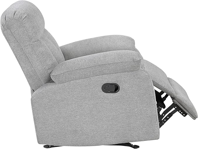 Lexicon Manual Rocker Recliner Chair for Living Room Chenille Fabric Upholstered Rocking Reclining Chair Home Theater Seating Easy Assembly Recliner Gray