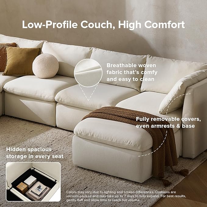 mopio Side Armrest Set for Modular Sectional Sofa Couch A Pair of Armrests to Extend or Update Your Sofa Modern Contemporary Module Piece for Living Room Off White Fabric
