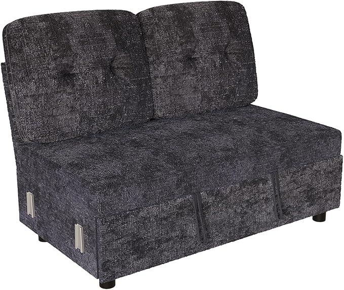 Pull Out Bed for Modular Sectional Sleeper Sofa with Adjustable Backrest Premium Textured Chenille Easy to Assemble Dark Blue