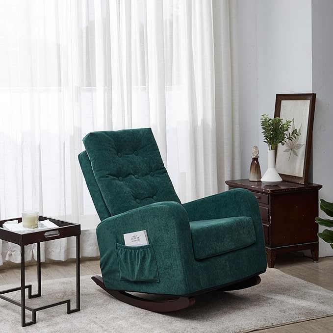 Generic Accent Chair TV Chair Living Room Chair Lazy Recliner Comfortable Fabric Leisure SofaModern High Back Armchair Antique Green