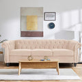 Chesterfield 3 Seater Sofa Sofa Couch with Rolled Arms Tufting Nailhead Trim Large Couch for Living RoomBedroom Office Apartment (Velvet Beige)