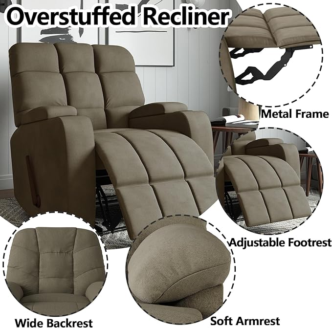Relaxing Lazy Boy Recliner Chair for AdultsSmall Recliners for Small SpacesManual Recliner Chair for BedroomRelaxing Reclining Chair with Backrest &amp Footrest for Living roomOverstuffed (Sage G