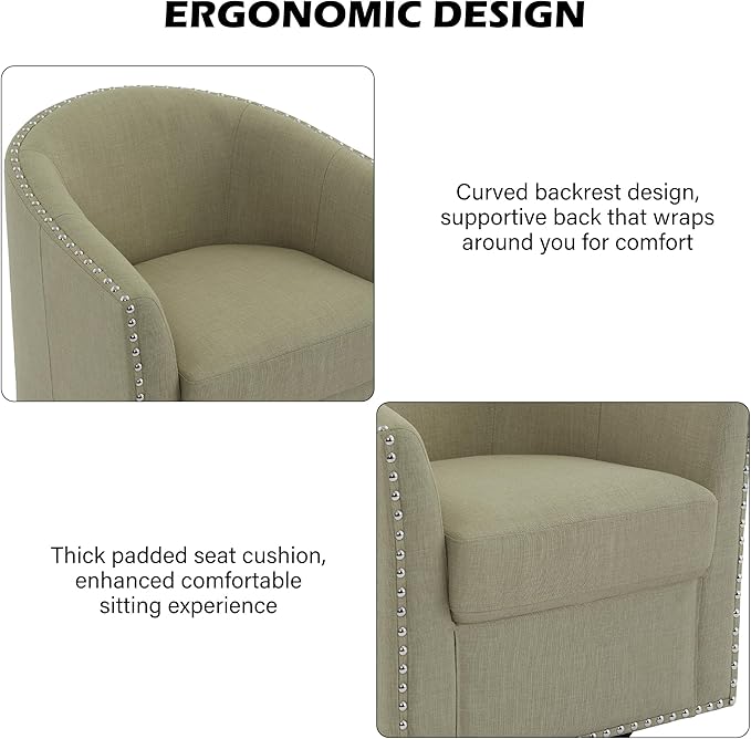 Swivel Barrel Accent Chair Set of 2 Modern Round Small Reading Armchair for Living Room Bedroom-Light Camel