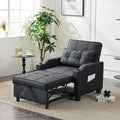 Karl home Sleeper Chair Convertible Sofa Bed with USB/Type C Ports 3-in-1 Pull Out Sofa Bed Adjustable Reading Chair with Cup Holders PU Leather Black