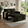 Sofa Bed Pull Out Couch with Side Pockets 3 in 1 Velvet Fabric Loveseat Sleeper Sofa Bed Pull Out Couch with Adjustable Backrest for Living Room Bedroom Apartment Black 53 Inch