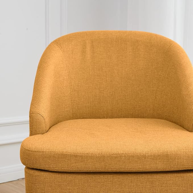 Accent Upholstered Club Cute Dirty Yellow Tub Chairs with Barrel Style Comfortable Round Side Sofa Chair Sitting Sofa Chair for Living Room Bedroom Small Spaces