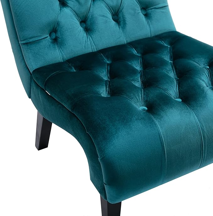 Accent Chair Comfort for Living RoomLoungeBedroomOffice DecorativeVelvet Tufted ArmchairUpholstered Barrel Chair Square Bedroom Chair PerfectAccent Living Room Chair/Leisure Chair (Teal)
