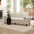 kinbor 3-Seater Couch - Big Comfy Sofa with Magazine Pockets &amp Detachable Cover Durable Foam Couch for Living Room Office Salon Creamy White