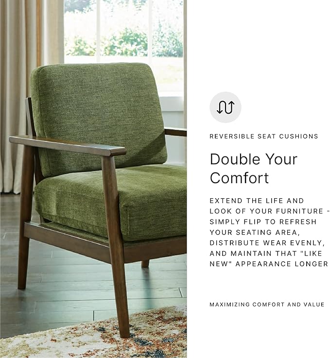 Signature Design by Ashley Bixler Mid-Century Modern Upholstered Showood Accent Chair Green