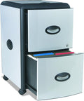 Storex Plastic 2-Drawer Mobile File Cabinet with Metal Accents Roll Top Gray/BlackGrey 19 x 15 x 25 inches