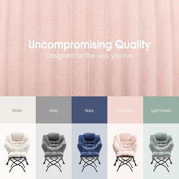Lazy Chair with Ottoman Comfy Lounge Chair for Reading Relaxing and Napping Perfect for Living Room Bedroom or Office Pink