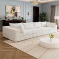 Oversized 158 W Corduroy Boneless Couches for Living Room No Assembly Required Modular Sectional Sofa with Thick Cushion&ampMemory foam Compress Upholstered Couches for Apartment(White 4 Seater)