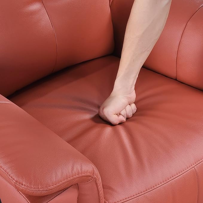 Lexicon Swivel Glider Recliner Chair Comfy Nursery Glider Top Grain Leather Match Recliner Manual Reclining Chair for Living Room/Office/Apartment Red