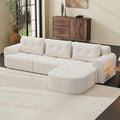 Boneless L-Shaped Modular Couch - 110 Inch Cloud Chenille Compression Sectional SofaNo Assembly Required Ideal for Apartments &amp Living RoomsBeige White