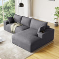 113 Modular Sectional Sofa Cloud Couch Modern Deep Seat Fluffy Corduroy Boneless Couch with Cup Holder Comfy L Shaped Sectional Couches for Living Room Bedroom. (Left Facing Grey)