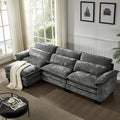 113'' Modular Sectional SofaL Shaped Couch with Movable Ottoman Comfy Cloud Sofa with Deep Seat 3 Seat Convertible Sectional Couches for Living Room with USB Charging &amp Side Pockets(Grey)