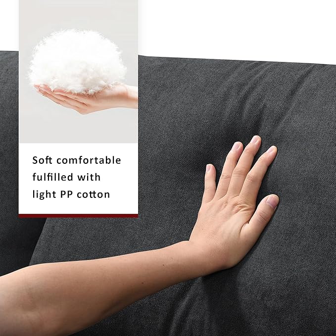 Modular Sectional Sofa for Living Room Modern L Shaped Cloud Couch with Ottoman Small Sectional Couch with Chaise Comfy 3 Seater Sofa for Small Spaces Apartment Black