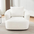 360° Swivel Chair 38.2 Accent Chair Sofa Chenille Upholstered Swivel Barrel Sofa Chair with a Throw Pillow for Living Room Bedroom Office and Hotel (Beige@52)