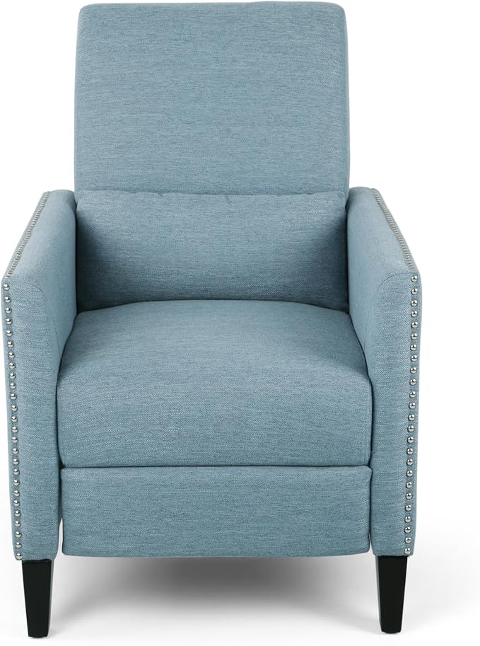 KEIKI Push Back Chair Living Room Chaise Lounge Single Sofa Upholstered Armchair with Wooden Legs and Nailhead Trim