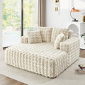 56 W Oversized Chaise Lounge Chair IndoorPlush Faux Fur Sleeper Couch Sofa Bed with PillowsFluffy Comfy Cloud SofaCompression Foam Boneless Couch for Living RoomBedroom(Bubble Beige)