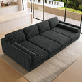Belffin Plush Corduroy Modular Cloud Sofa Bed with Deep Seat Sectional Cloud Couches for Living Room. Grey Couch