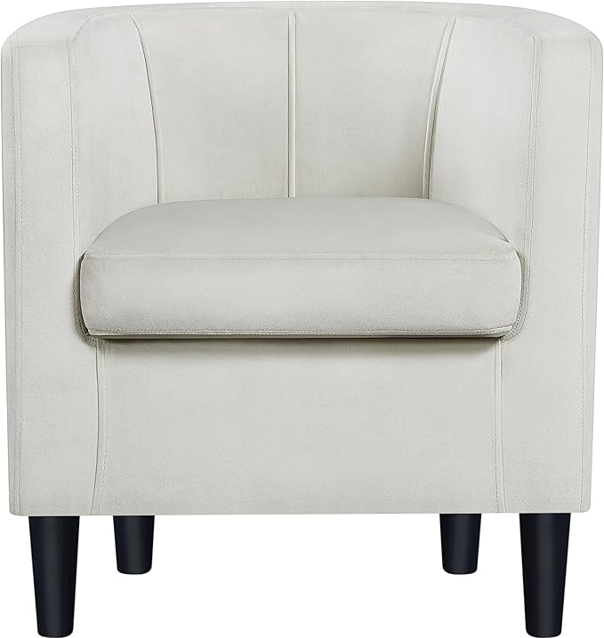 Topeakmart Elegant Style Club Accent Upholstered Velvet Reading Chair for Living Room Reception Room Bedroom Beige