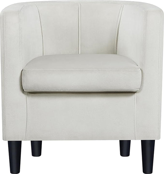 Topeakmart Elegant Style Club Accent Upholstered Velvet Reading Chair for Living Room Reception Room Bedroom Beige