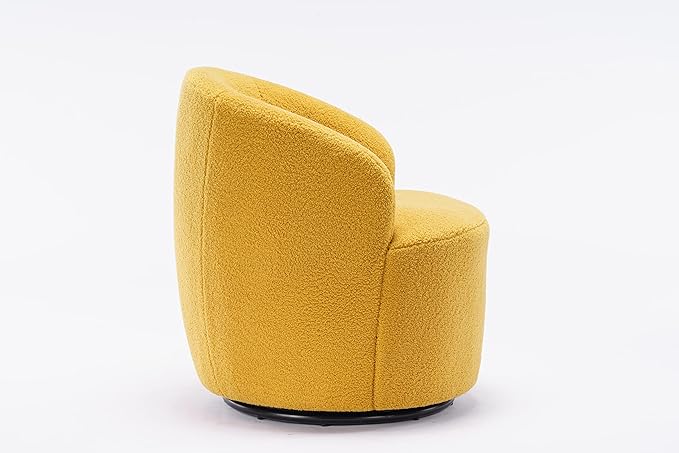 Swivel Barrel Chair Modern Teddy Fabric Swivel Accent Armchair Comfy Round Club Chairs Sofa Arm Chair for Living Room Bedroom Reading Room Apartment Hotel Office Nursery Lounge（Yellow）