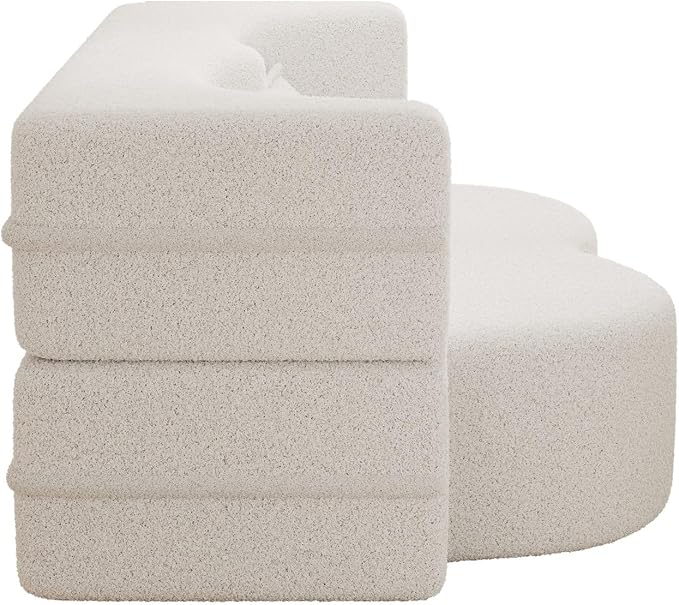 78” Floor Sleeper Sofa Bed Modern 2 in 1 Full Size Foldable Mattress with 2 Pillows Convertible Boneless Couch with Deep Seat for Living Room No Assembly Required (Beige &amp Teddy) | No Assembly