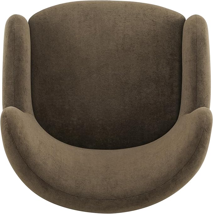 Christopher Knight Home Auden Wingback Accent Chair Fabric Club Chair Velvet Upholstered Armchair Curved Backrest Single Sofa Soft Cushion Seating Reading Lounge Chair for Living Room Brown