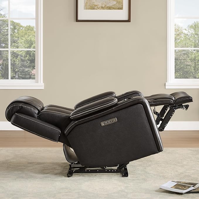 Watson &amp Whitely Electric Recliner Chairs for Adults Oversized Genuine Leather Recliner Super Zero Gravity Reclining Chair W Triple-Motor Adjustable Headrest &amp Lumbar Support Dark Brown