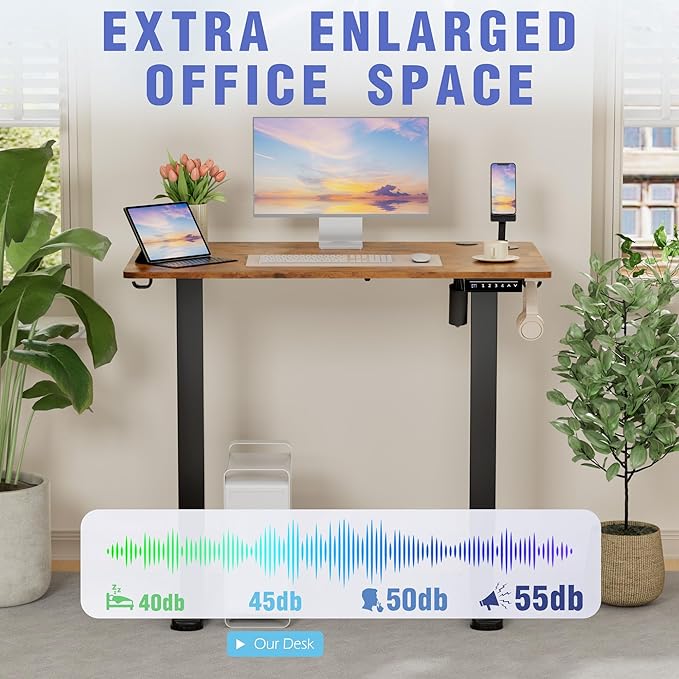 Homall Electric Standing Desk Height Adjustable Stand up Desk with Headphone Hook and USB Port Home Office Computer Desks with Splice Board
