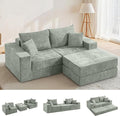 Boneless Sectional Loveseat Couch with Ottoman Convertible Modular Floor Sleeper Sofa Bed Comfy Foldable Compression Love Seat Sofa for Living Room No Assembly Green