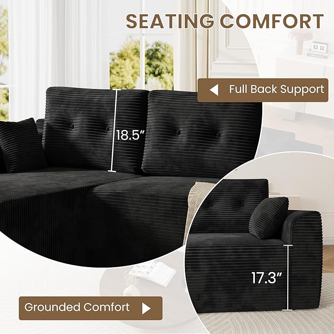 105'' Cloud Couch Sectional Boneless Modular Sectional Sofa with l Shaped Chaise for Living Room No Assembly Required Sofa Bed with Deep Deat