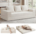 Convertible Futon Sofa Bed Couch 78'' Corduroy Folding Sofas Bed Compression Boneless Floor Couch Sofa Beds with 3 Pillows for Living Room Bedroom Apartment