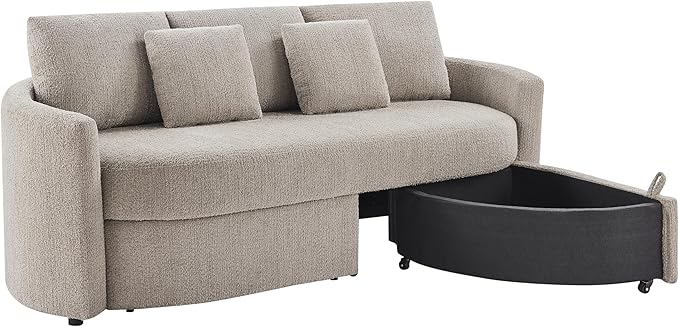 Studio Living® Beckett 92 Storage Sofa Modern Farmhouse Pocket Coil Comfort Easy Assembly Chenille Fabric Taupe