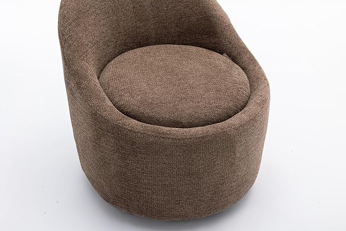 COLAMY Chenille Fabric 360 Swivel Accent Chair Set of 1 Brown
