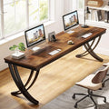 Tribesigns 2 Person Office Computer Desk 78.7-Inch Extra Long Desk Large Double Desk for Two People Workstation Work Desk for Home Office with Stylish Legs (Brown)