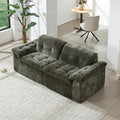 157 Cloud Sectional Couch Deep Seat Boneless Sofa for Living Room with U-Shaped Chaise Comfy Chenille Modular Sofa No Assembly Required (Emerald 79” Loveseat)