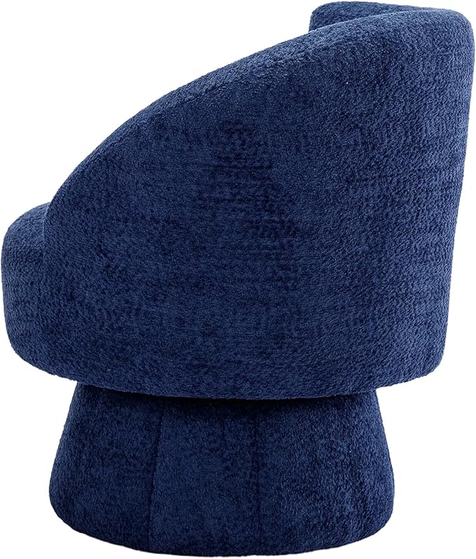 360 Degree Swivel Cuddle Barrel Accent Chairs Round Armchairs with Wide Upholstered Fluffy Fabric Chair for Living Room Bedroom Office Waiting Rooms (Navy B)